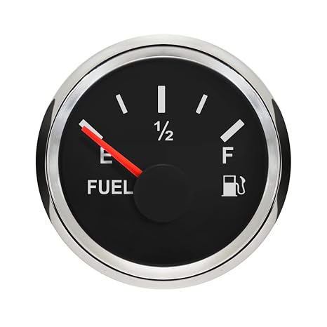 ELING 2 Inches Fuel Level Gauge 0-90ohm with Red Backlight 12V 24V for Car Tractor RV Vessels