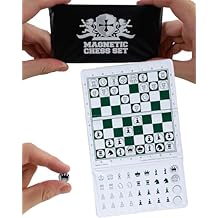 WE Games Mini Magnetic Travel Chess Set 6-Inch Foldable Board with Durable Vinyl Pieces & Extra Queens Indoor & Outdoor Magnetic Chess Game - White Logo