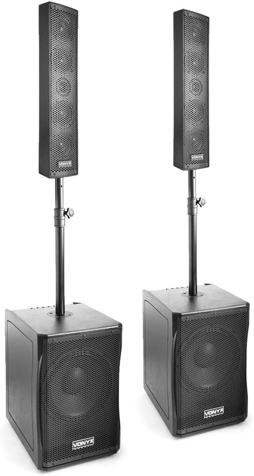 VONYX VX1200 Column Line Array Speaker System Pair, 1500W, 12-Inch Subs