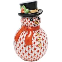 Herend Snowman Porcelain Figurine Rust Fishnet