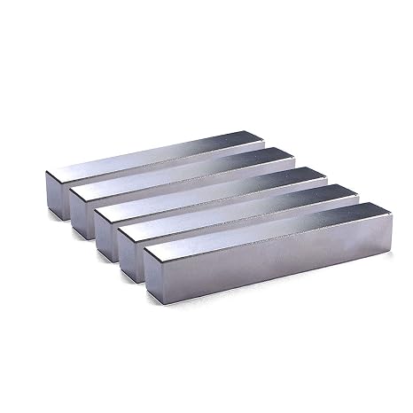Powerful Neodymium Bar Magnets - Rare Earth Rectangular Metal Magnet, 50 x 10 x 10 mm, Pack of 5