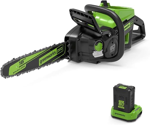 Greenworks 60V 18 in Cordless Electric Chainsaw, 4.0 Ah Battery and Charger