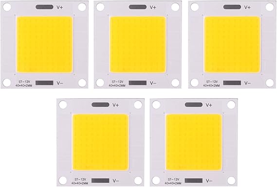 Gavigain 5PCS LED COB Chips DC 12 to 14V 50W High Power Super Bright COB Light Emitter Components Diode Bulb Lamp Beads DIY for LED Floodlight Ceiling Light Warm White