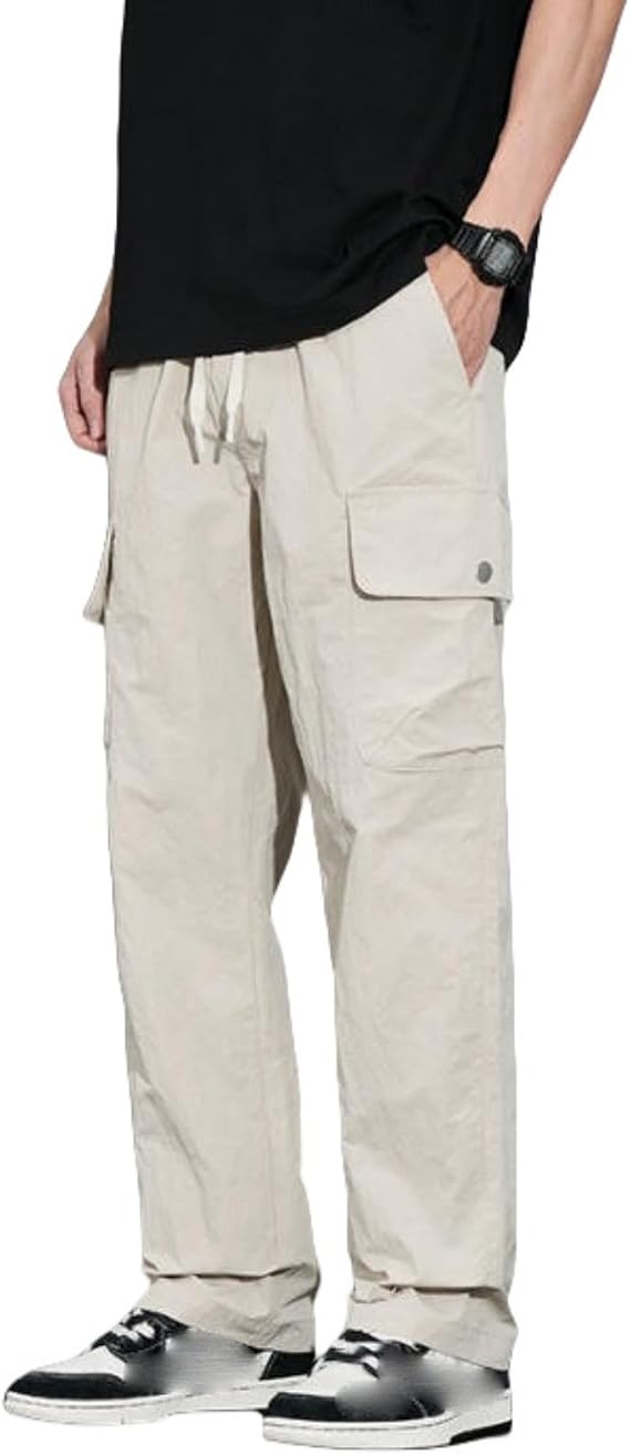 Men's Spring Nylon Trendy Straight Casual Pants
