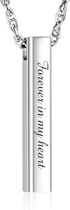 abooxiu Urn Necklace for Human Ashes Cremation Jewelry for Ashes Stainless Steel Keepsake Ashes Necklace Memorial Urn Jewelry Pendant for Women Men - Forever in my heart