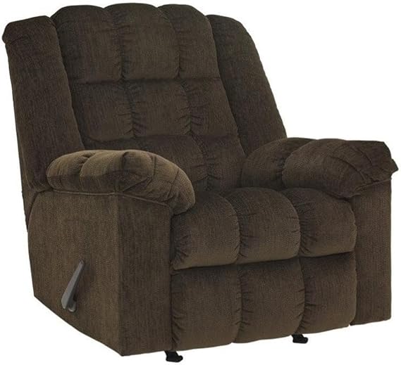 Signature Design by Ashley Ludden Ultra Plush Manual Rocker Recliner with Tufted Back, Dark Brown