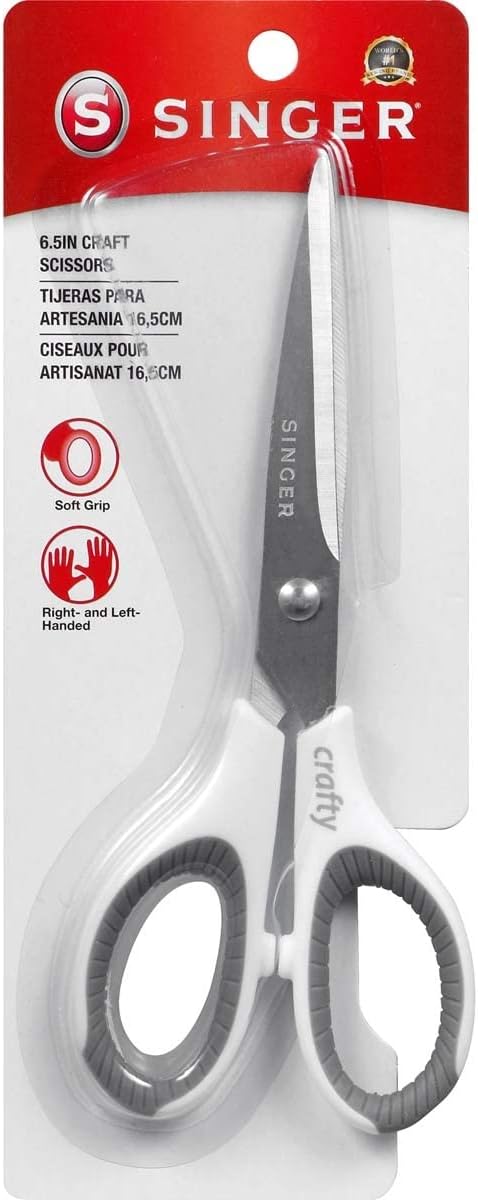 SINGER 07180 6-1/2-Inch Sewing Scissors with Pink and White Comfort Grip, Silver