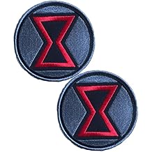 Heiorpai 2Pcs M-Arvel Comics Black Widow Patch Embroidered Decorative Hook and Loop Fasteners Backing Patch