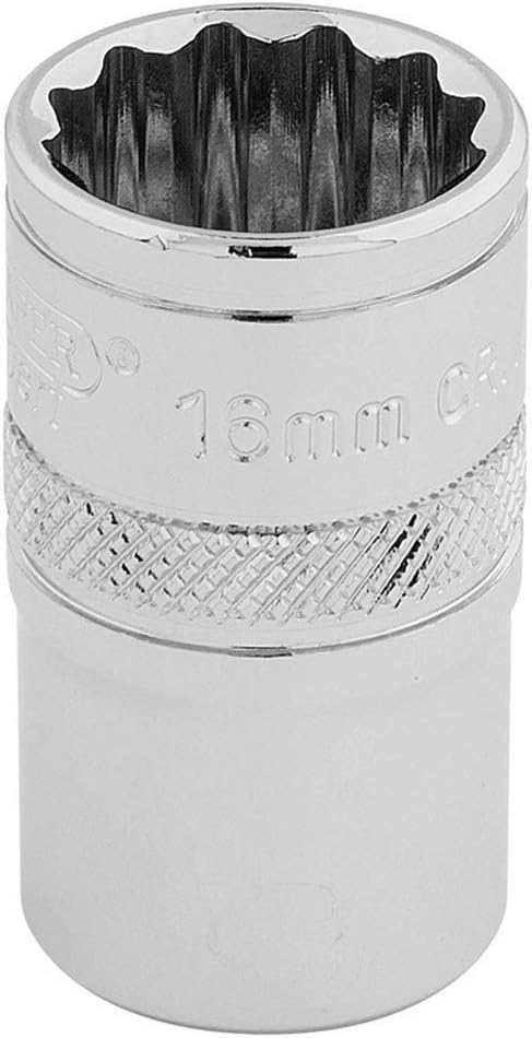 Draper 33160 1/2" Square Drive 12 Point Socket, 16mm Size , Blue