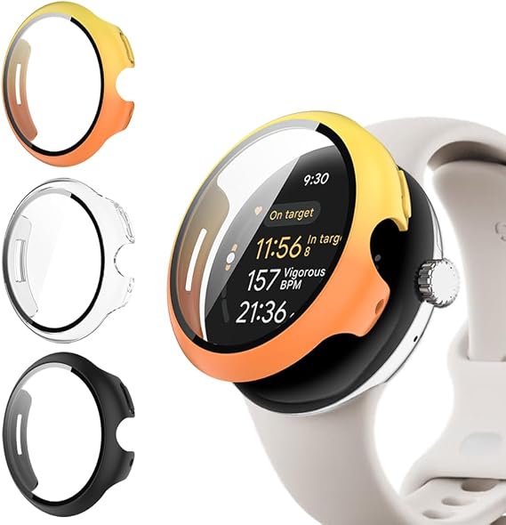 3-Pack Hard PC Screen Protector Case Compatible with Google Pixel Watch 3 (2024) 45mm, Easy Installation Lightweight Protective Cover