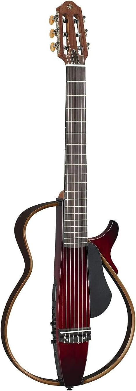 Yamaha SLG200N Nylon String Classical Silent Guitar with Hard Gig Bag, Crimson Red Burst | Crimson Red Burst