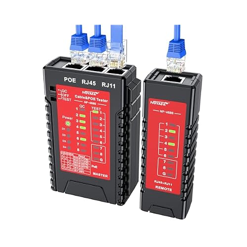 NOYAFA NF-468S Network Cable Tester for LAN CAT5 CAT6, Ethernet Wire Tester for RJ11, RJ12, RJ45, Cable Tester Tool with PoE Testing, Length Continuity Test, NCV& Lamp