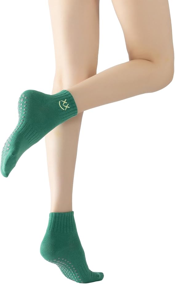 Verdancy Yoga Pilates Socks with Grips for Women Non Slip Colorful Cushioned Ankle Socks for Barre Ballet Dance