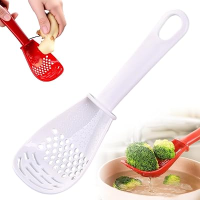 Multifunctional Kitchen Cooking Spoon, 2026 New Kitchen Spatula Cooking Spoons Silicone Slotted for Egg Yolk Separator, Grater, Masher, Colander, Skimmer, Scoop 1, White