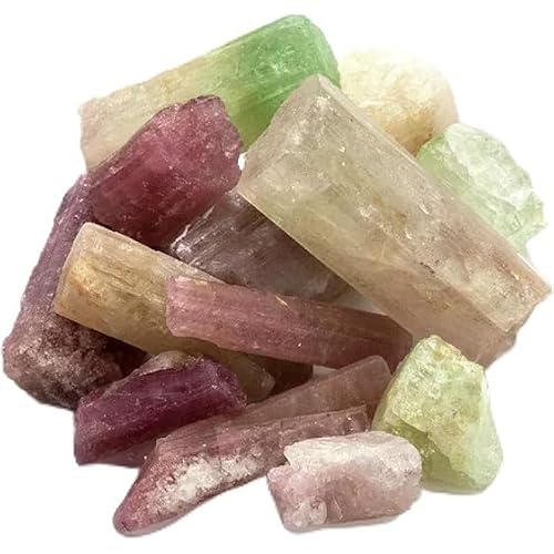 KALIFANO Bicolor Tourmaline Bundle with Calming and Purification Energy - Rare Brazilian Watermelon Rubellite Turmalina Reiki Healing Crystal Information Card Included