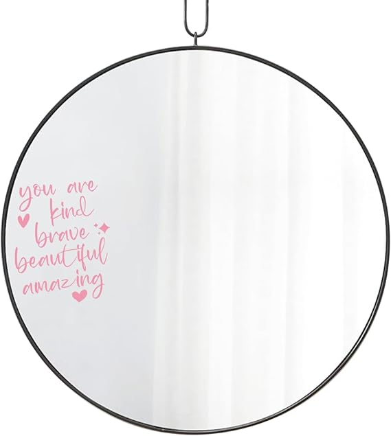 4PCS Mirror Decals for Bathroom Affirmation Mirror Sticker Decoration for Kids Girls Positive Mirror Decal Vinyl for Women Inspirational Quotes Mirror Decal Slogan Wall Sticker Pink