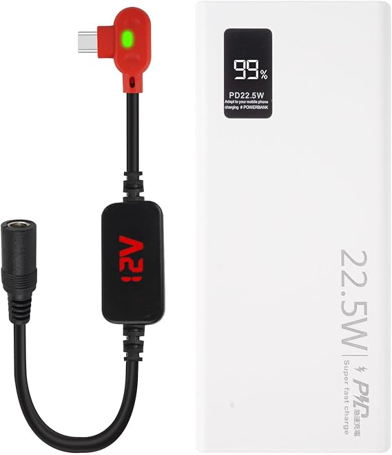 Heated Jacket Battery Replacement with 12V Step-Up Adapter Cable | for Milwaukee M12,Makita, Snap-on, Metabo, Craftsman, AEG Heated Jacket Heating QC3.0 PD Power Bank with Type C to DC5.5mm