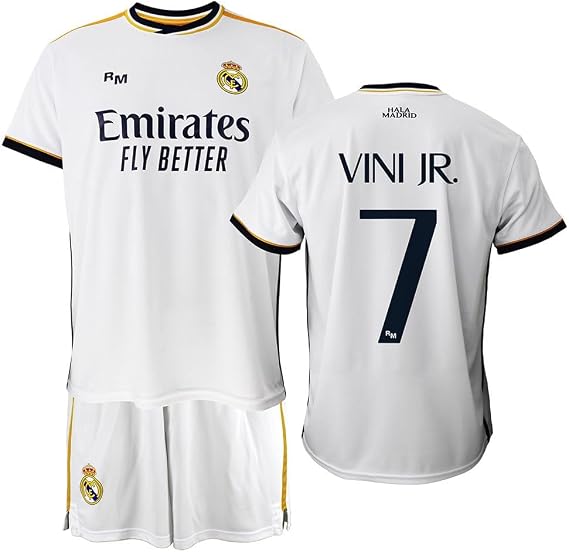 Real Madrid Boys Home Kit Set 2023-2024 - VINI JR. 7 - Official Licensed Replica - Kids