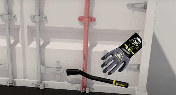 OPNBar Version 2 - Shipping Container Leverage Bar with Fifth Wheel Release Hook & SaferGrip Gloves ; Heavy Duty Container Door Opener & Multi-Purpose Trucker Safety Tool ; Made in USA