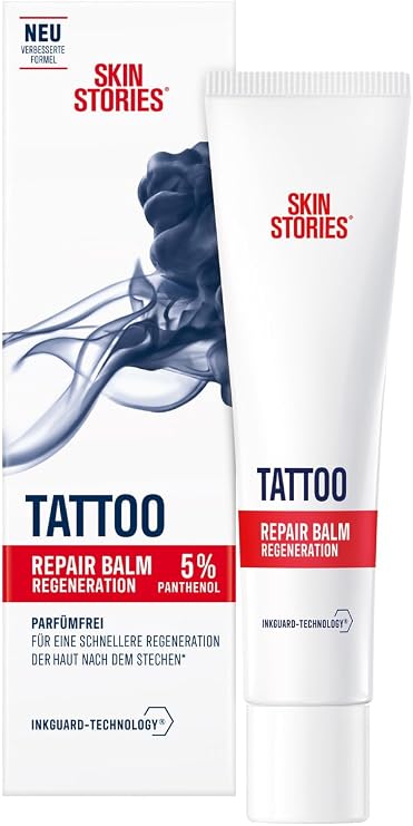 SKIN STORIES Repair Balm (40 ml), Soothing Tattoo Care with InkGuard-Technology and Panthenol, Tattoo Cream with Organic Chamomile Extract for Faster Regeneration of the Skin After Piercing