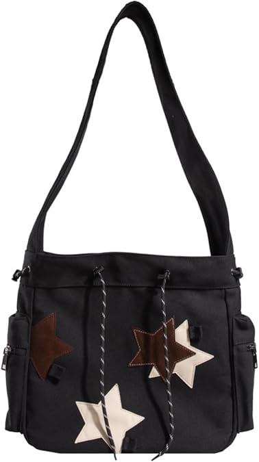 Cute Star Messenger Bag, Y2k Crossbody Bag, Kawaii Purse Canvas Crossbody, Aesthetic Shouder Bag For Women