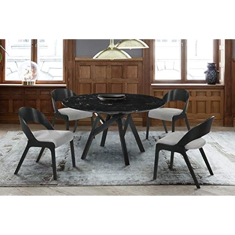 Armen Living Venus Polly 5 Piece Black Dining Set, Gray