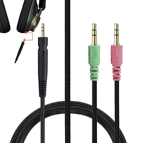 V-MOTA Replacement Nylon Braided Audio Headphone Cord Compatible with Drop + EPOS PC38X/G4ME ONE/Game Zero/PC373D/PC37X/GSP300/301/350/500/600/601/670 Headphones (PC Cable)