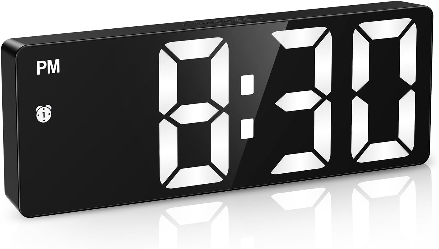 Dijital LED çalar saat, dijital masa saati, 4 parlaklık, tarih, 1224 saat, erteleme ve DST fonksiyonu, büyük LED ekranlı dijital saat, taşınabilir saat, C tipi elektrikle çalışırpille çalışır