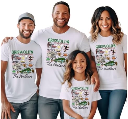 Griswold Family Christmas Shirt Funny Christmas Family Matching Pajama Classic Family Vacation Holiday Outfits for Parents Kids and Couples Xmas Photos White