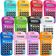 12 Packs Pocket Size Mini Calculator Basic Calculators for Handheld Angled Students 8 Digit Display Solar Battery Dual Power Small Calculator for Students Kids Home Office (12 Colors)