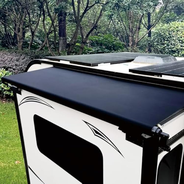 RV Slide Out Awning Kit - Modular Camper Awning Topper for 5th Wheels, Travel Trailers and Motorhomes, Black, 133 127 Fabric
