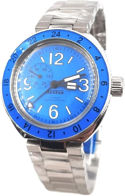 Vostok Original Mens Watch Amphibia Neptune 96076A GMT Mechanical Self-Winding Water Proof 200m