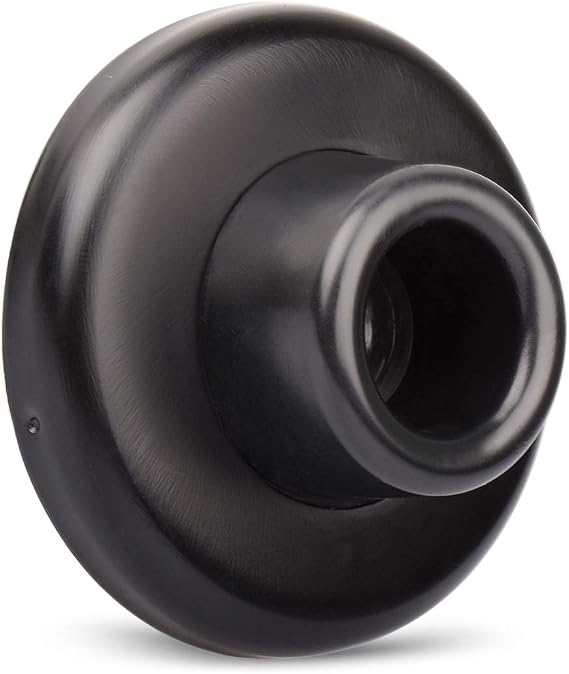 Concave Wall Door Bumper Stop Black 2-1/2 Outside Diameter Stainless Steel Cover with 1-1/8 Black Rubber Bumper Easy to Install with Screw