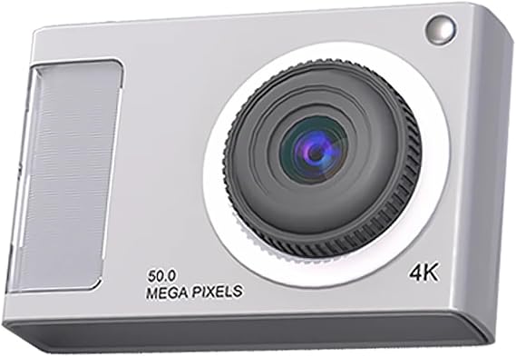 Digital Camera Compact Compact Mini Camera HD 1080P 48MP 4X Zoom Digital Point and Shoot Camera Dual Lens Vlogging Camera Image Stabilization Support 32GB Card Small Portable Silver