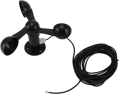 Tissting Anemometer Sensor with 8M Cable, 4cm Mounting Hole - 3-Cup Wind Speed Detector for Outdoor Monitoring, High Accuracy Measurement and Data Recording