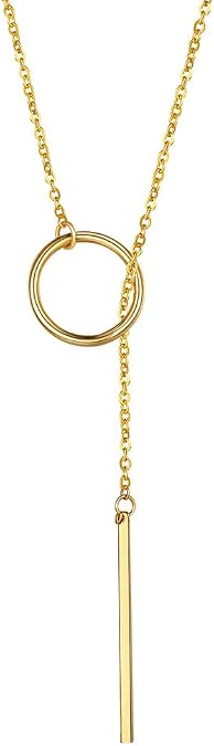 GOLDCHIC JEWELRY Dainty Y Necklace For Women, Gold Layered Choker Lariat Necklaces, Looped Long Lariat Y Bar/Lock/Peal/Star/Rose Chain Personalized Minimalist Gifts for Women