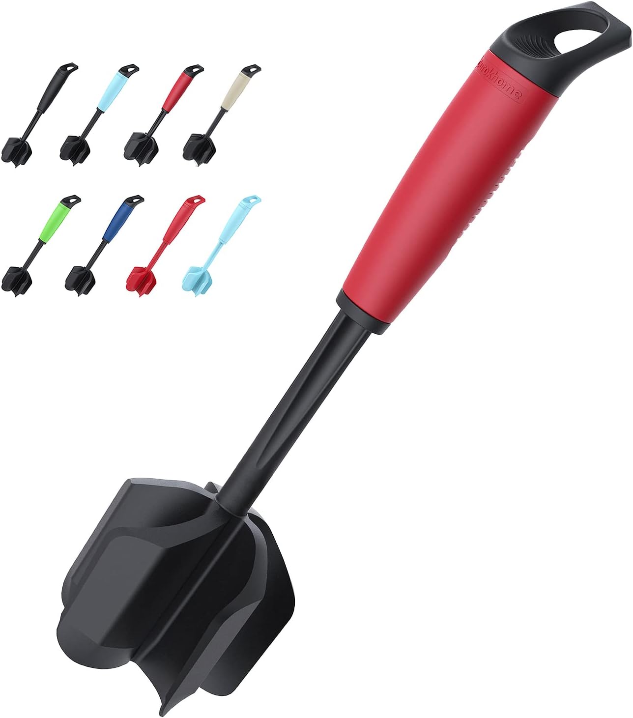 Ourokhome Meat Chopper and Potato Masher, Heat Resistant Nylon Ground Beef Smasher for Hamburger, 5 Curved Blades Nonstick Safe Mixer & Stirrer, Practical Kitchen Gadgets, Almond
