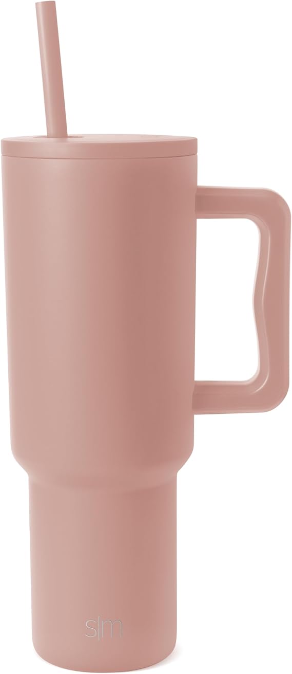 Simple Modern 40 oz Tumbler with Handle and Straw Lid | Insulated Reusable Stainless Steel Water Bottle Travel Mug Cupholder Use | Gifts Women Men Him Her | Trek Collection | 40oz | Mauve Me