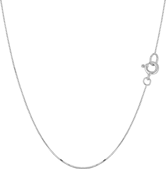 Jewelry Affairs 14k Real Solid Gold Box Style Chain Necklace, 0.45mm