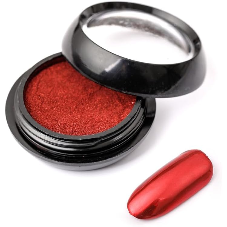 Red Chrome Nail Powder, Metallic Mirror Holographic Nail Glitter Chrome Powder Reflective Glossy Nail Powder Pigment Manicure for Nail Art DIY Decoration 04 Red
