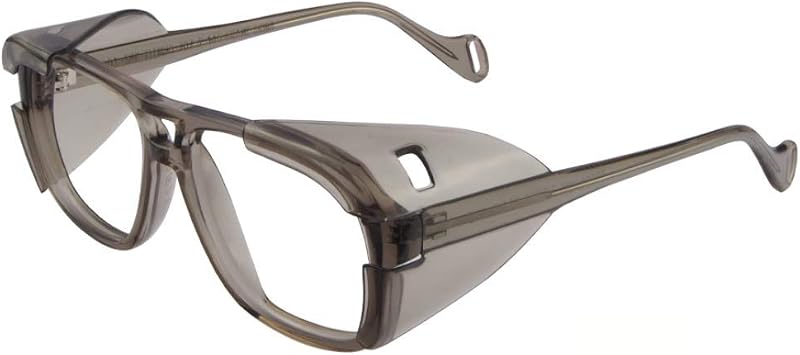 ProEyes 01,Safety Blue Light Blocking Readers with Protective Side Shield, Anti-Reflective Resin Lens, 0 Power on Top Lens (Gray, 100 x)