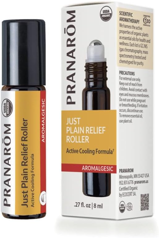 Pranarom - Just Plain Relief Roller 8ml - for Active Individuals - Aromatherapy with Essential Oils - Organic Essential Oil Blend - Easy Roll-on Application
