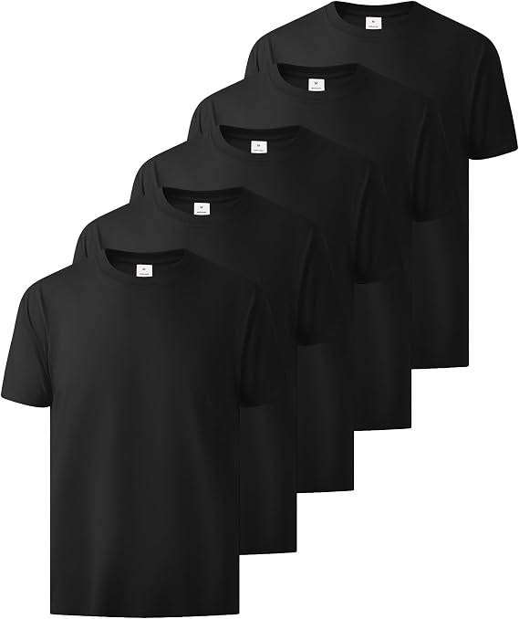 Little Beauty 5 Pack Men's T-Shirts Crew Neck Short Sleeve Cotton Tee Casual Summer Tops