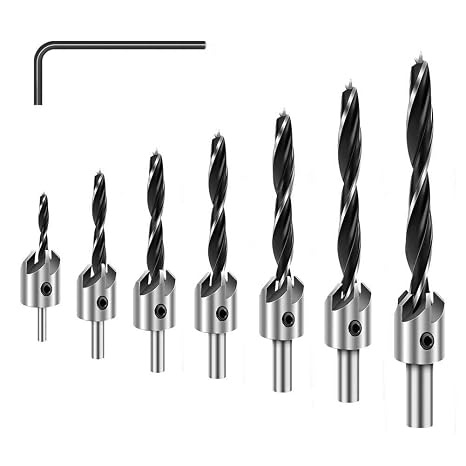 7Pcs HSS Countersink Drill Bits Set
