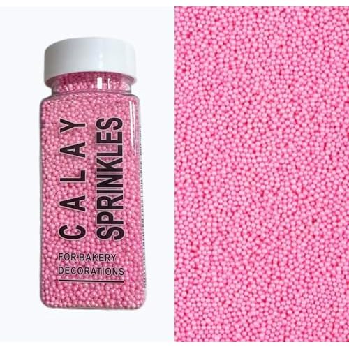 Sentovac Edible 2mm Pink Pearl Sugar Sprinkles for Cake Decorating | 1 Bottle 3.53oz 100g Cookie Decorating Celebrations Wedding Shower Party Chirstmas Supplies