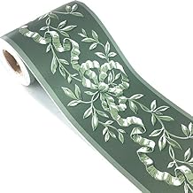TOOLDECO Elegant Green Rattan Floral Wallpaper Border Peel and Stick Wall Decal Sticker for Wall Ceiling Bathroom Kitchen,4.2inch by 32.8ft