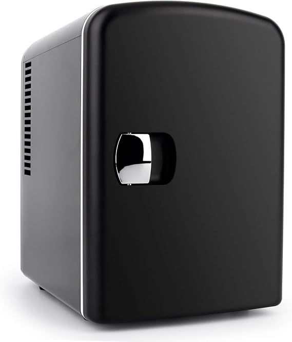 PERSONAL CHILLER 4L Mini Fridge 6 Can Portable Cooler & Warmer Compact Refrigerators(Black)