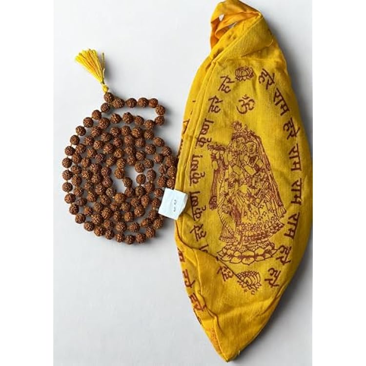 Certified 8.5 mm 5 Mukhi Rudraksha Mala for Wearing & Japa Along with a GaumukhiGomukhi Japa Mala Bag 108 1 Natural Beads Rosary for Men & Women Spiritual Meditation Mala Hand Knotted