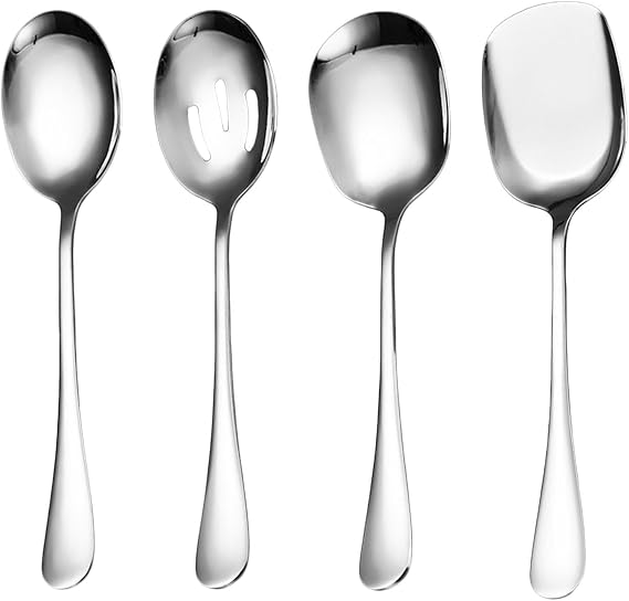 4 Pcs Serving Spoons, Long Handle Buffet Spoon Set