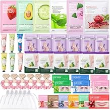 Spa Party Supplies for Women, Spa Party Favors,Facial Masks,Foot Mask,Under Eye Patches,Hand Mask,Hand Cream,Lip mask,Spa Day Kit,Birthday Mothers Day Gifts for Women Sleepover,Baby Shower favors
